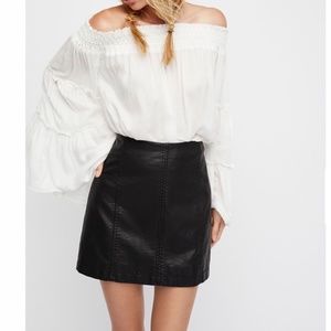 Free People Black Modern Femme Vegan Leather Skirt NWOT (Size 2)